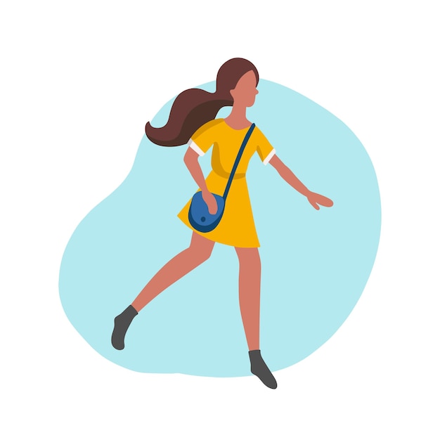 Vector illustration of hurrying young woman in minimalist flat style Used for web profiles, social networks, users app etc.