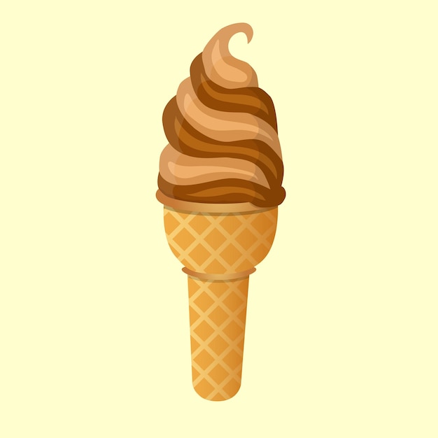 Vector illustration Ice cream cone in a waffle cup