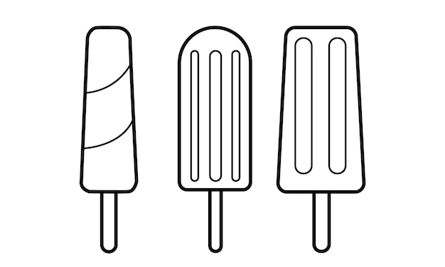 Vector illustration of ice cream or ice pops in three different shapes perfect for web and print