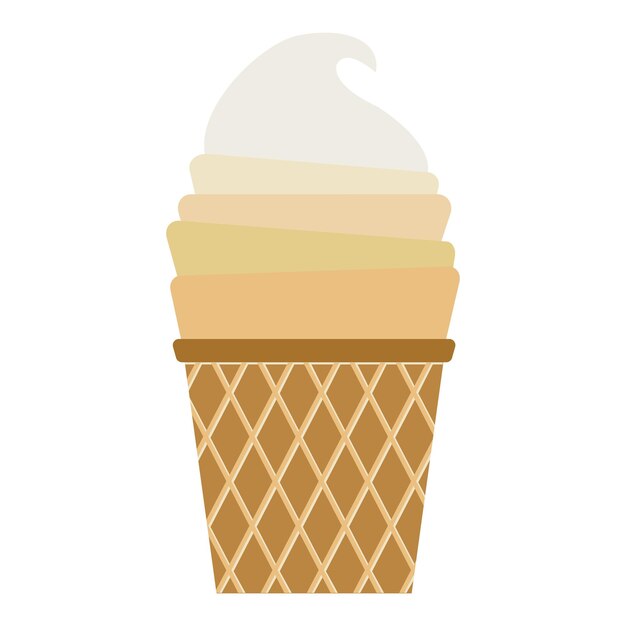 Vector illustration of ice cream. Waffle cup with ice cream.