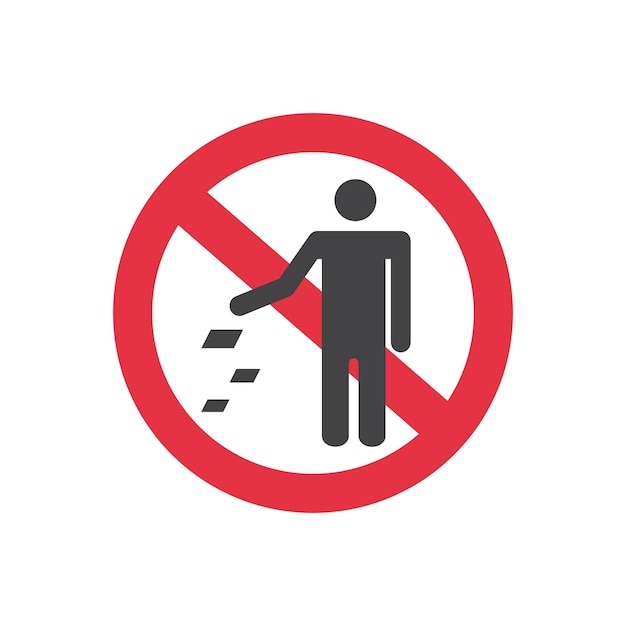 vector illustration of the icon prohibited from littering.