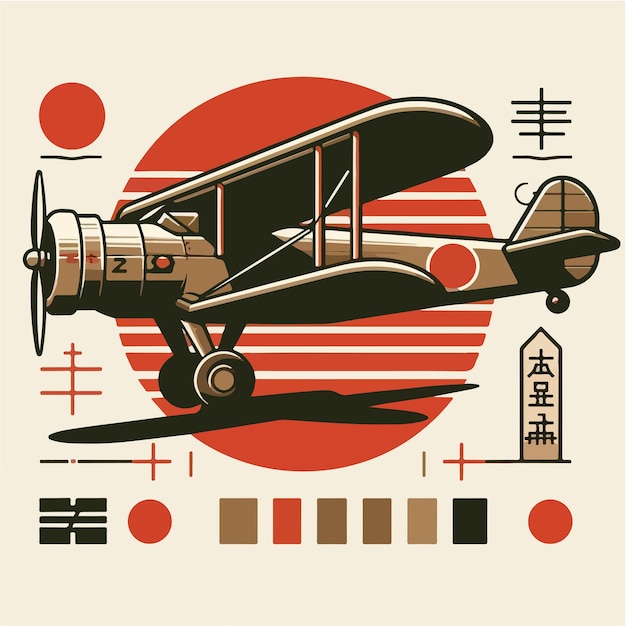 Vector illustration image of an ancient aircraft