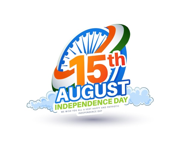 vector illustration of Independence Day of India on 15th August with Tricolor Indian flag design