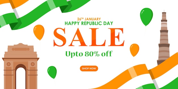 Vector illustration of India Republic Day Sale banner social media post template