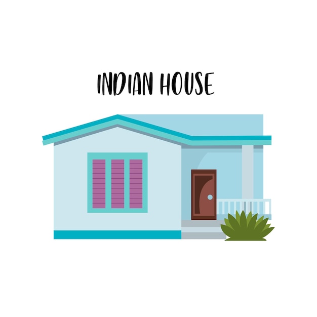 Vector illustration of Indian blue house