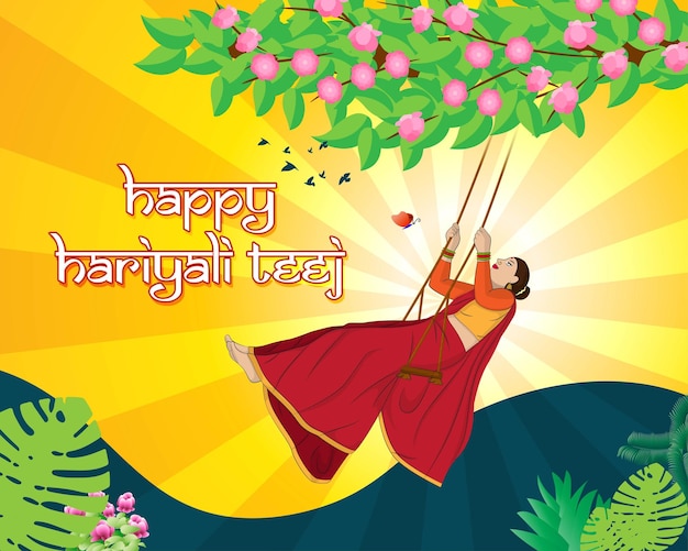 Vector illustration of Indian festival Hariyali Teej