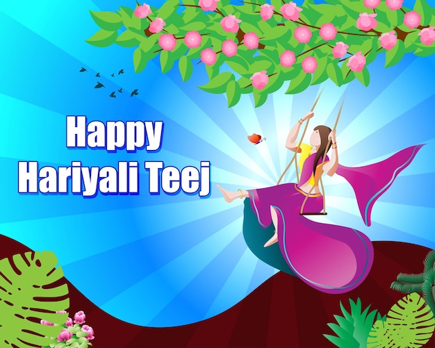 Vector illustration of Indian festival Hariyali Teej