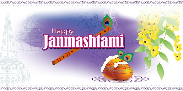 Vector illustration for Indian festival Janmashtami greeting