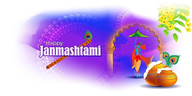 Vector illustration for Indian festival Janmashtami greeting