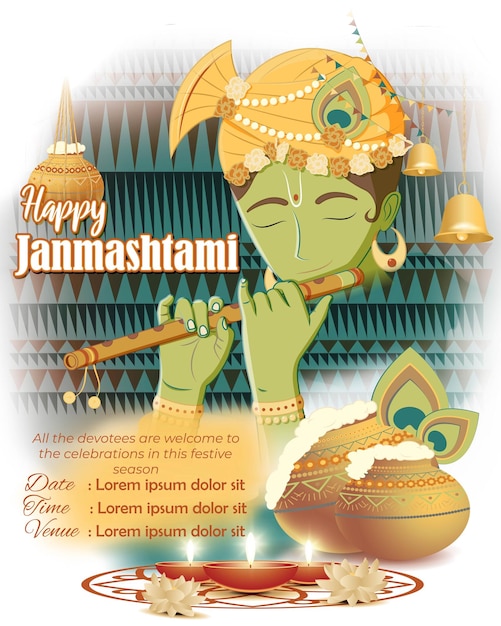 Vector illustration for Indian festival Janmashtami greeting