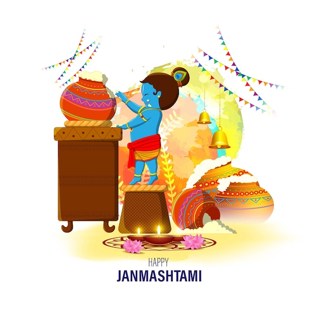 Vector illustration for Indian festival Janmashtami greeting