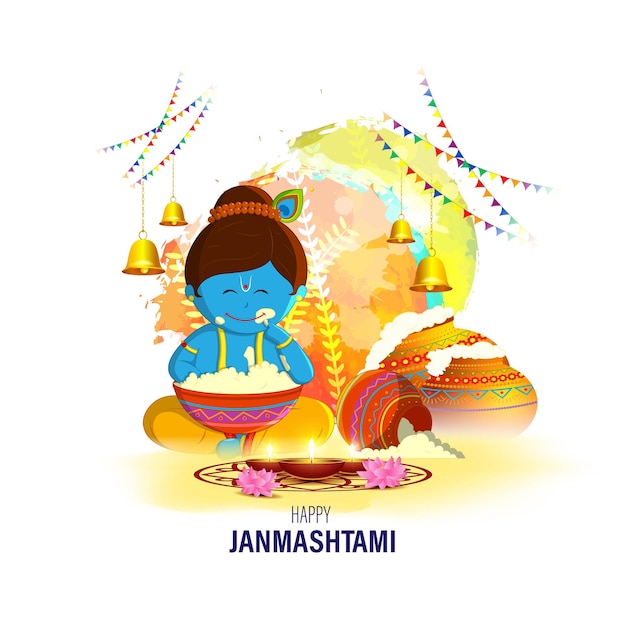 Vector illustration for Indian festival Janmashtami greeting