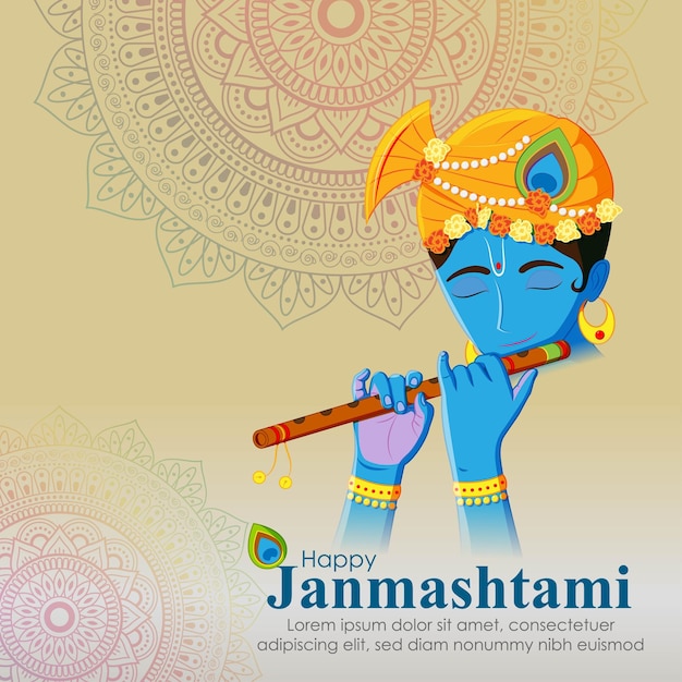 Vector illustration for Indian festival Janmashtami greeting