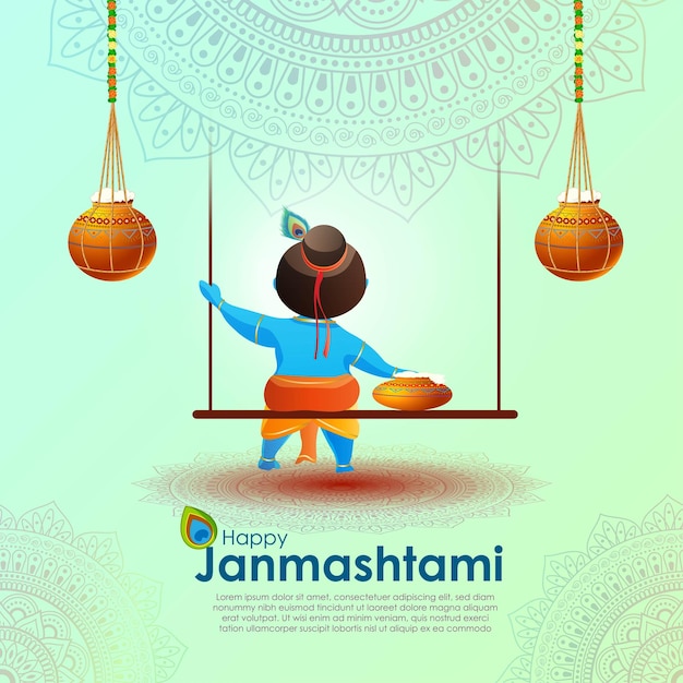 Vector illustration for Indian festival Janmashtami greeting