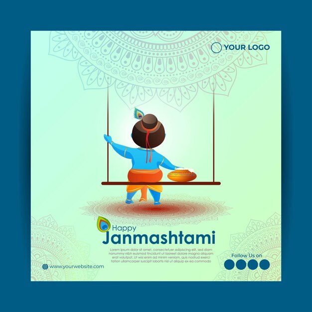 Vector vector illustration for indian festival janmashtami greeting