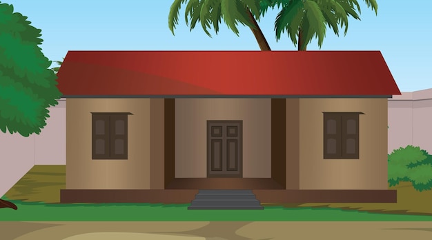 Vector illustration of Indian house vector art Village house Indian village background for cartoon