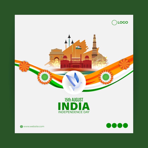 Vector illustration of Indian Independence Day social media story feed mockup template