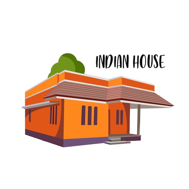 Vector illustration Indian orange house