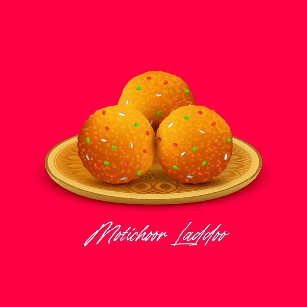 Vector vector illustration of indian sweet motichoor ladoo also called boondi ladoo