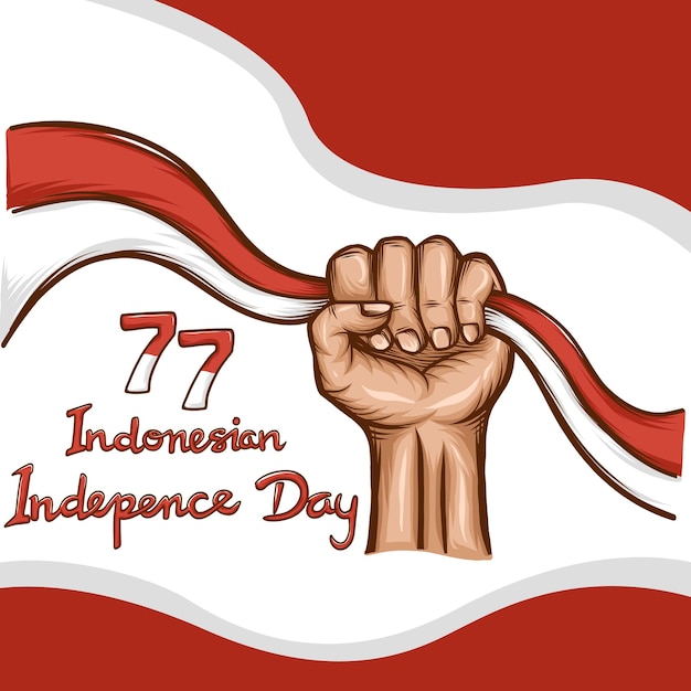 vector illustration of indonesia independence day background template hand drawn style