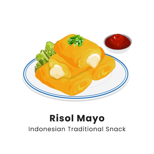 Vector illustration indonesian traditional snack risol mayo