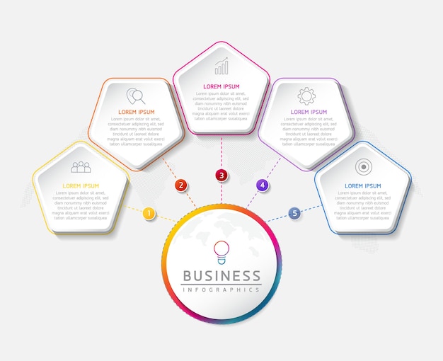 Vector illustration infographic design template with 5 options or steps used in presentation In bus