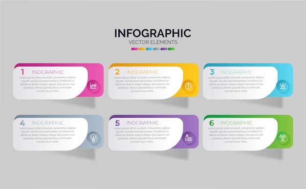 Vector illustration infographic design template with icons and 6 options or steps