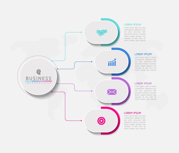 Vector illustration infographics design template marketing information with 4 options or steps