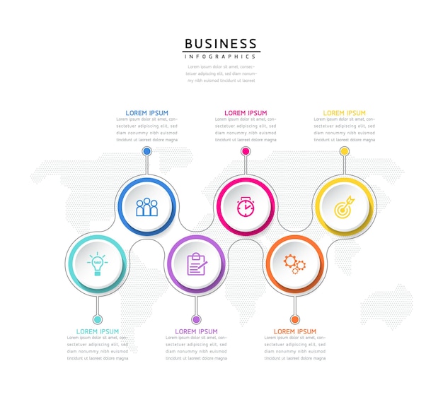 Vector illustration infographics design template marketing information with 6 options or steps