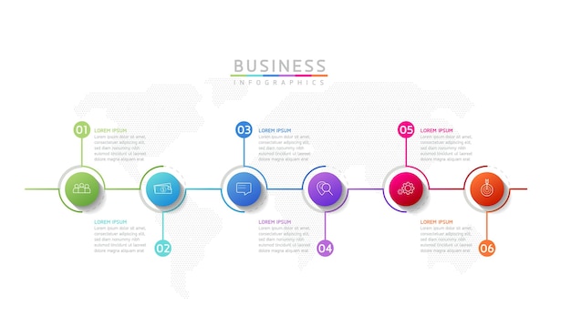 Vector illustration infographics design template marketing information with 6 options or steps