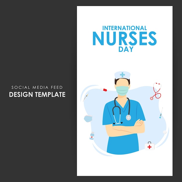 Vector vector illustration of international nurses day social media story feed mockup template