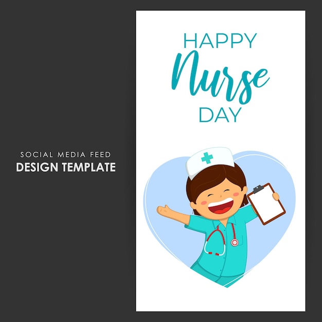 Vector vector illustration of international nurses day social media story feed mockup template