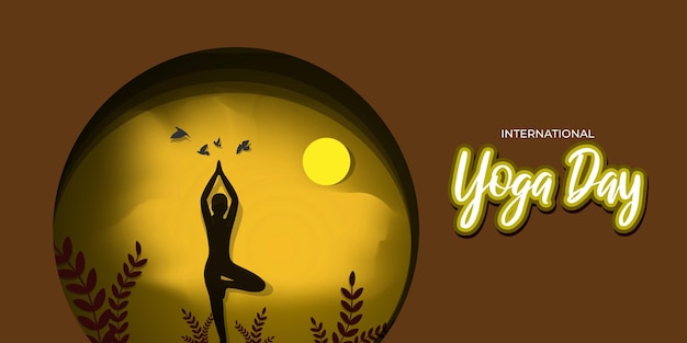 Vector illustration of International Yoga day concept banner