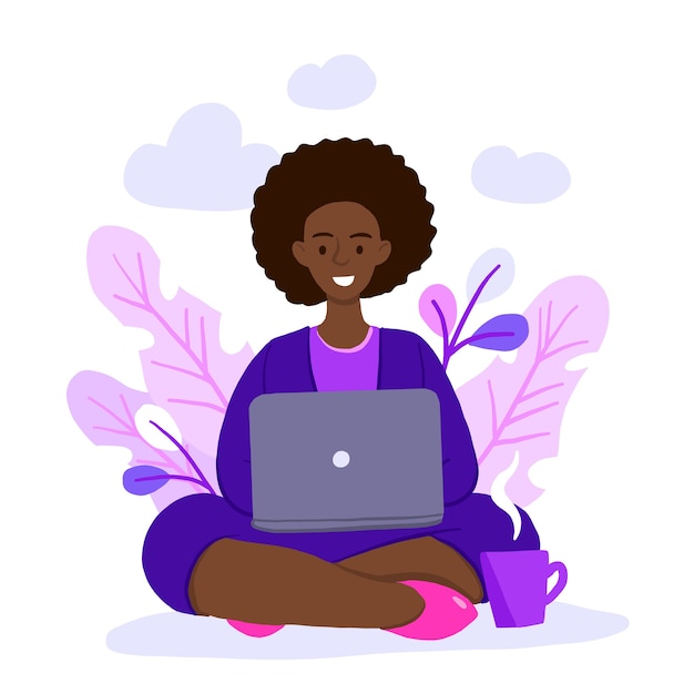 Vector illustration of Internet assistant at work. manager for remote work.