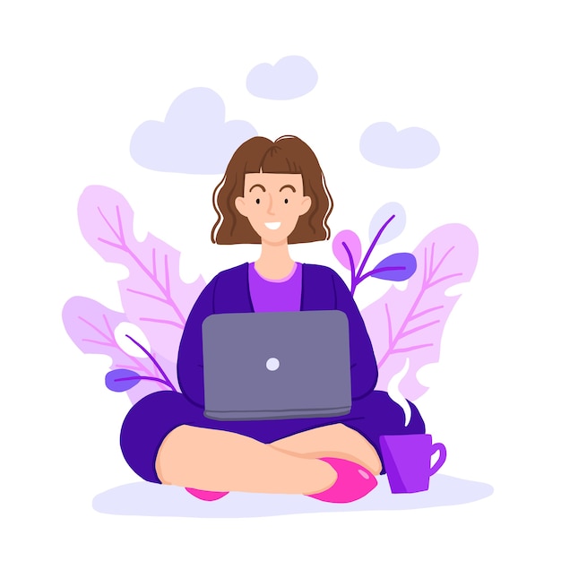 Vector illustration of Internet assistant at work.