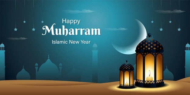 Vector illustration of Islamic New Year social media feed template