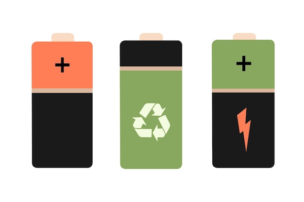 Vector illustration of isolated cylindrical batteries