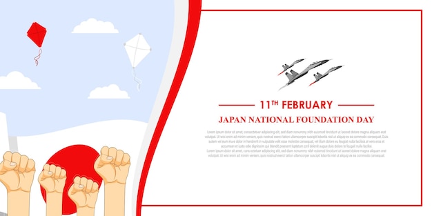 Vector illustration of Japan National Foundation Day social media feed template