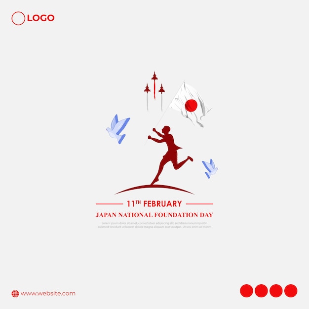 Vector illustration of Japan National Foundation Day social media feed template