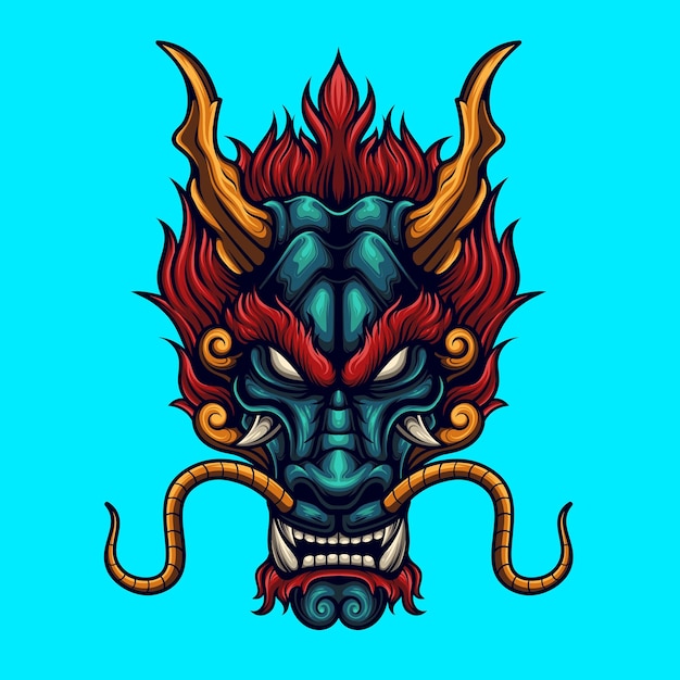 Vector illustration of japanese dragon head