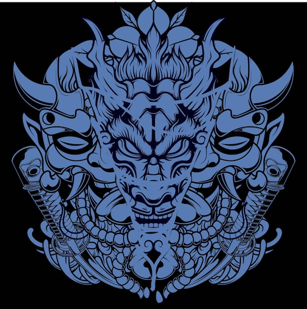 Vector illustration of japanese dragon head