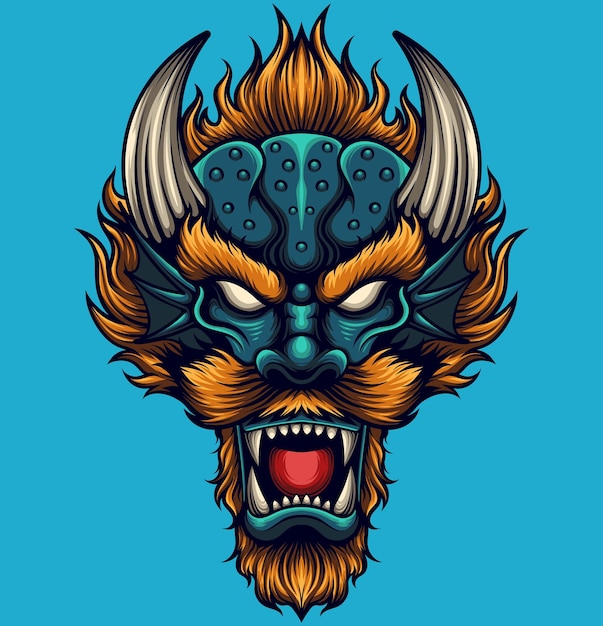 Vector illustration of japanese dragon head