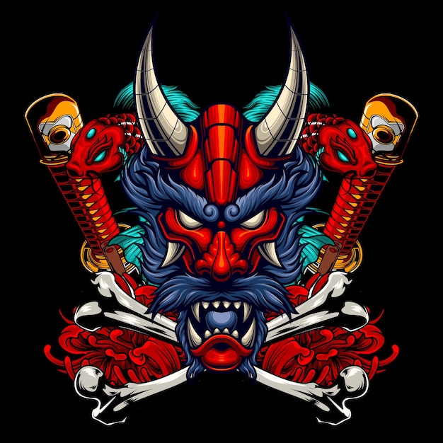 Vector illustration of japanese dragon head