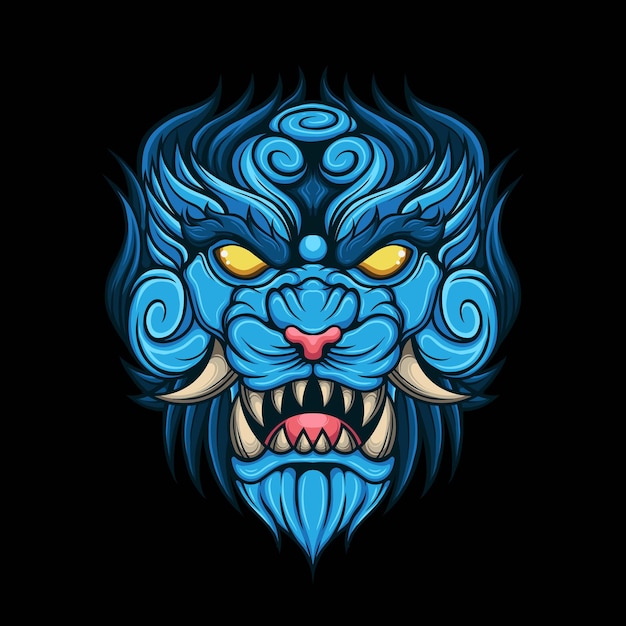 Vector illustration of japanese lion komainu