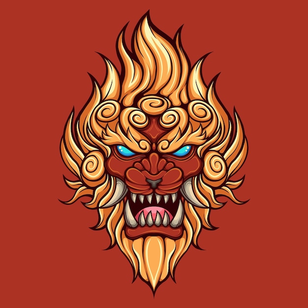 Vector illustration of japanese lion komainu