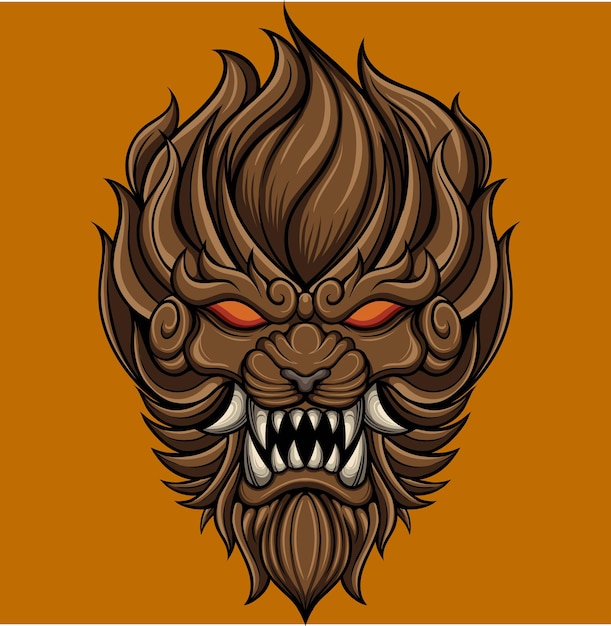 Vector illustration of japanese lion komainu