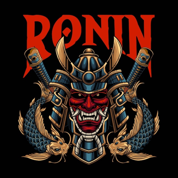 Vector illustration of japanese ronin samurai