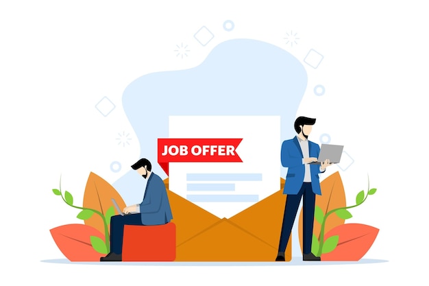 vector illustration of Job offer concept with Male employee with job offer acceptance letter