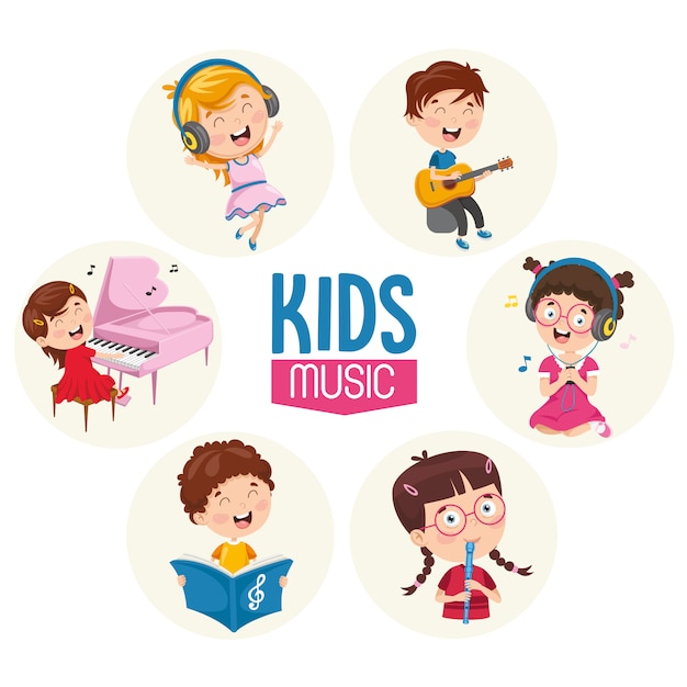 Vector Illustration Of Kids Music