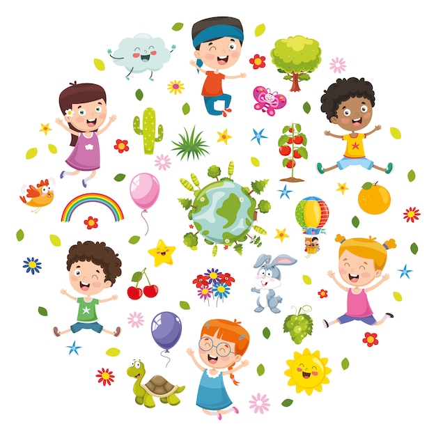 Vector Illustration Of Kids Nature Concept